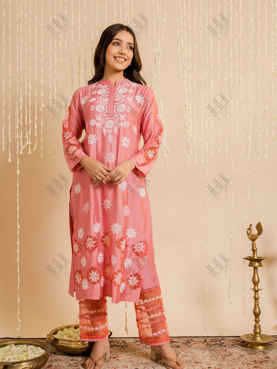 Blue Chanderi Silk Kurti Set – Narayani Vastra